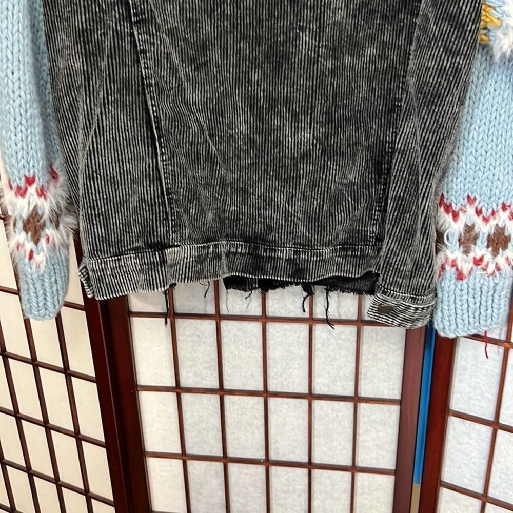 POL BLACK‎ CORDUROY JACKET WITH SWEATER SLEEVE SIZE M - Picture 3 of 7